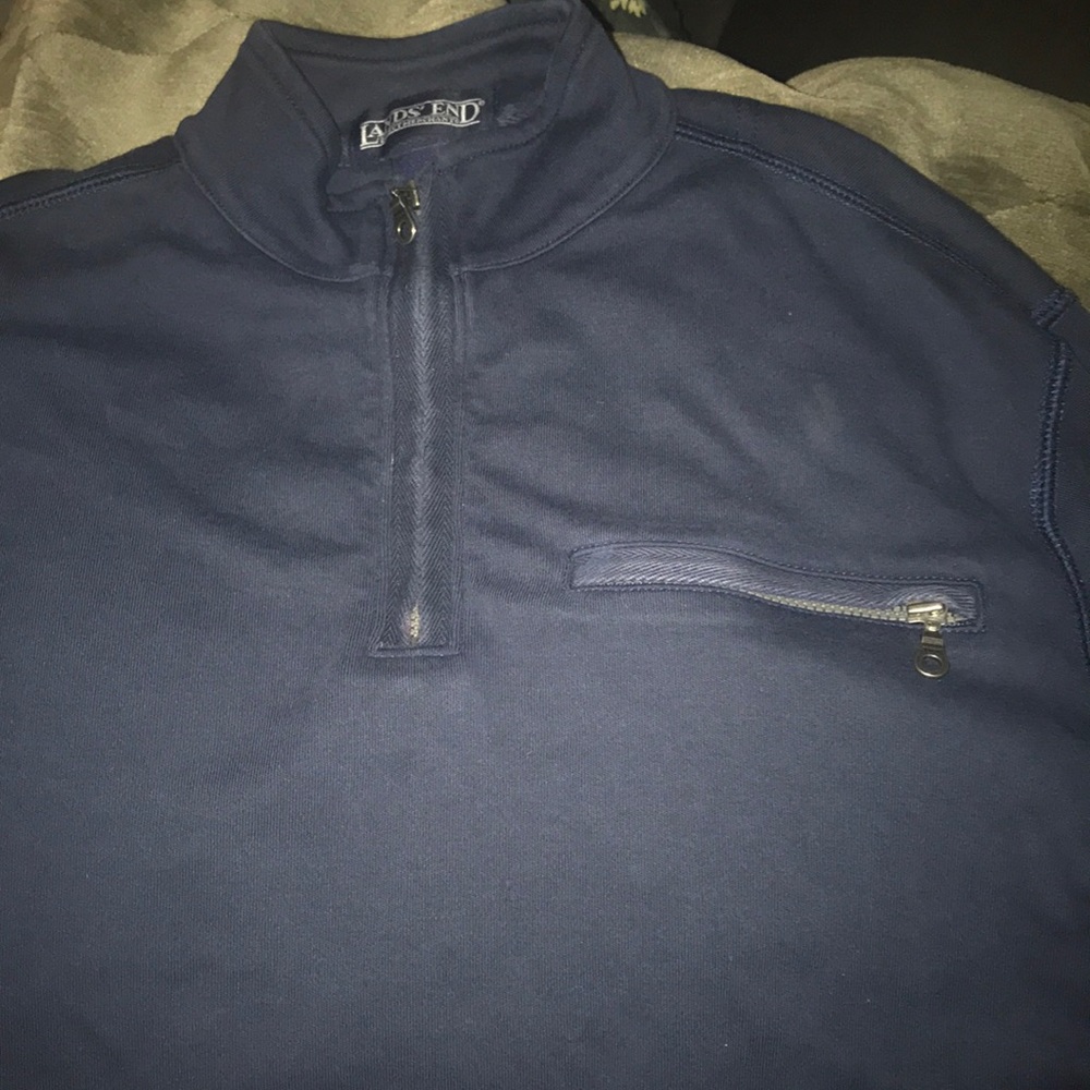 Dark navy 1/4 zip sweatshirt lands end